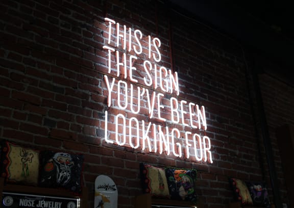 this is the seal youve been looking for neon sign on brick wall