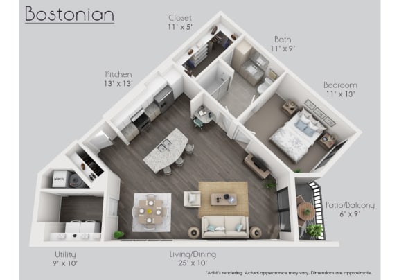 a 1 bedroom floor plan  2100 sq ft