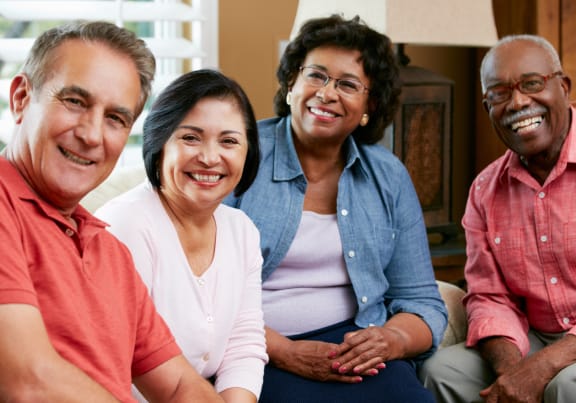 a group of people sitting on a couch