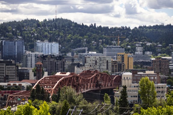 Sunset Over the City at Analog PDX Apartments, Portland, OR 97227