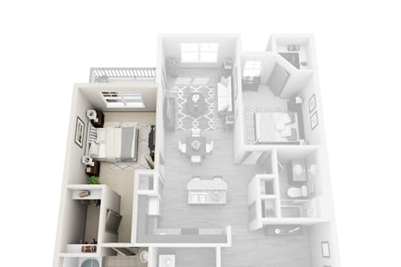 Standard Bedroom, Private Bathroom in 2x2 Floor Plan grade image