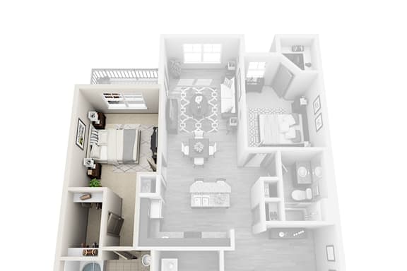 Large Bedroom, Private Bath in 2x2 Floor Plan grade image