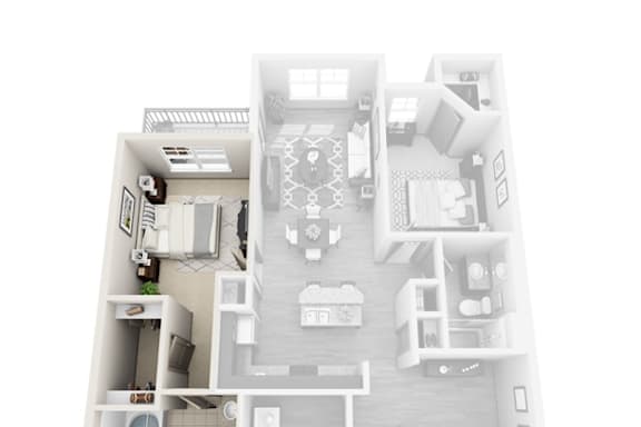 Standard Bedroom, Private Bathroom in 2x2 Floor Plan grade image