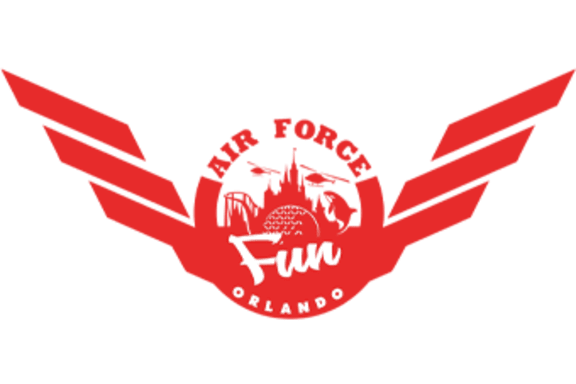 A red logo for the Air Force Fun in Orlando.