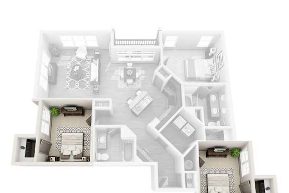 Room with Shared Bath in 3x2 Floor Plan grade image