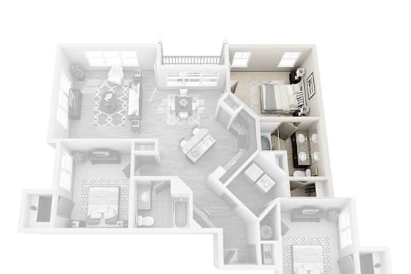 Room with Private Bath in 3x2 Floor Plan grade image