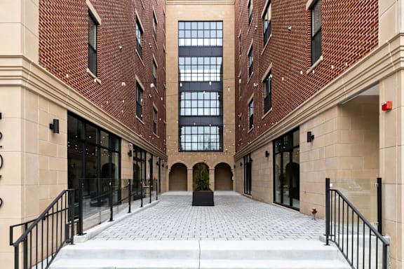 A long hallway with a number 2007 on the wall.