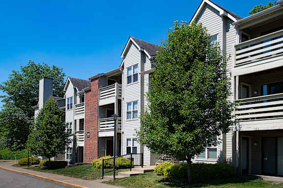 Apartment building with a tree in front of it.