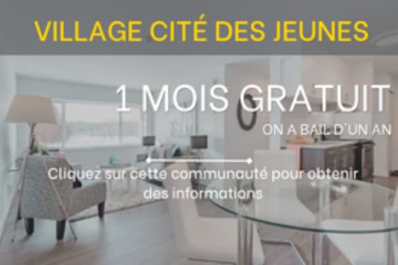 A sign in French advertises a one-month free trial at a youth hostel.