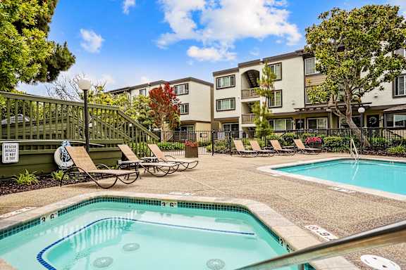 our apartments have a swimming pool and a hot tub
