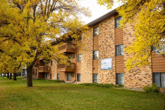 a building with trees in front of it