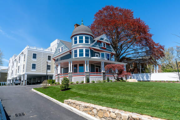a house on a hill with a tree in front of it