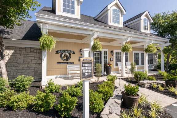 This is a photo of the leasing office/resident clubouse building exterior at Trails of Saddlebrook Apartments in Florence, KY.