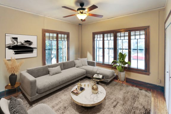 Grand and Dale staged living room