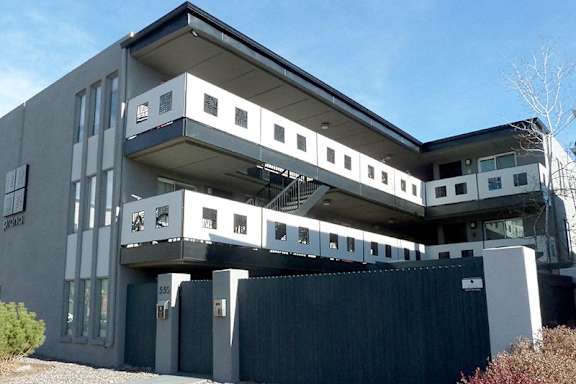A building with the words "Prana" on top.