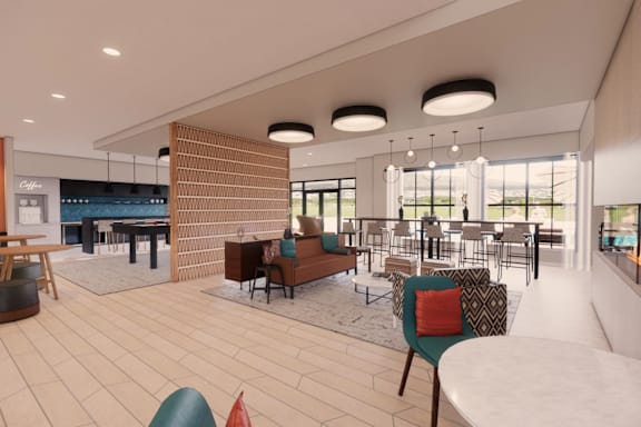 a rendering of the lobby of the new holiday inn express & suites