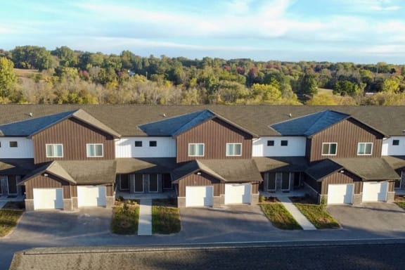 an aerial view of a group of houses