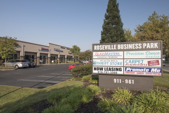 Roseville Business Park property entrance monument sign