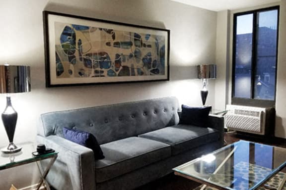 Modern Living Room at 7251 at Waters Edge, Chicago, IL, 60649