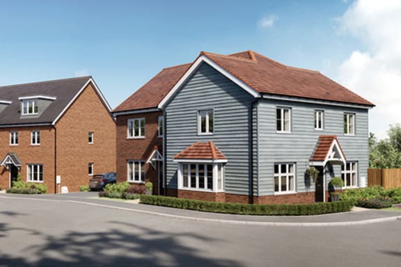 a rendering of a row of houses on a street