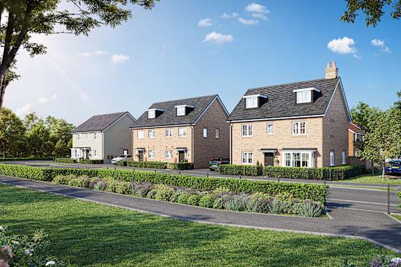 a rendering of a row of houses on a street