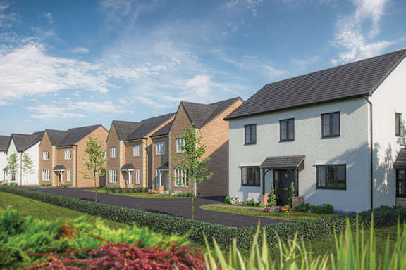an artist impression of a row of houses on a street