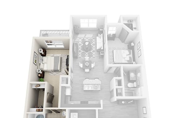 Large Bedroom, Private Bath in 2x2 Floor Plan grade image