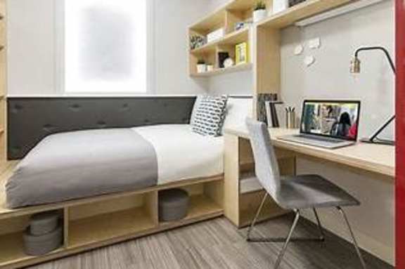 2 Bed 2 Bath Floor Plan - Bedroom with Private Bath. grade image