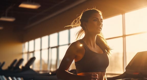 a woman running on a treadmill in a gym  at Hidden Creek, Maryland