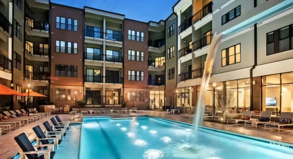 Resort Style Pool in Evening