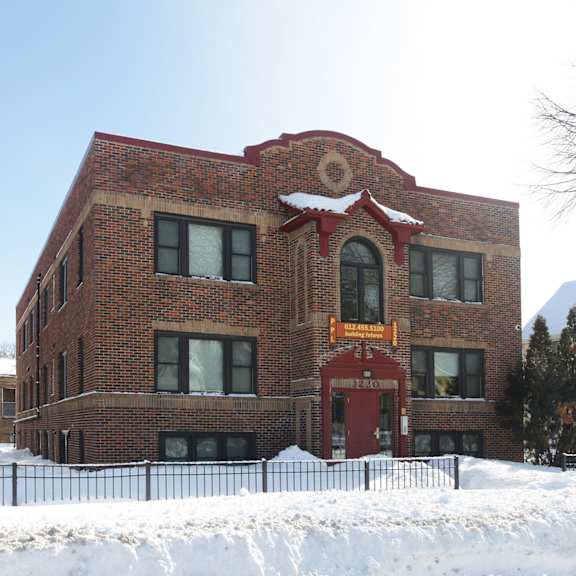 a city in the snow