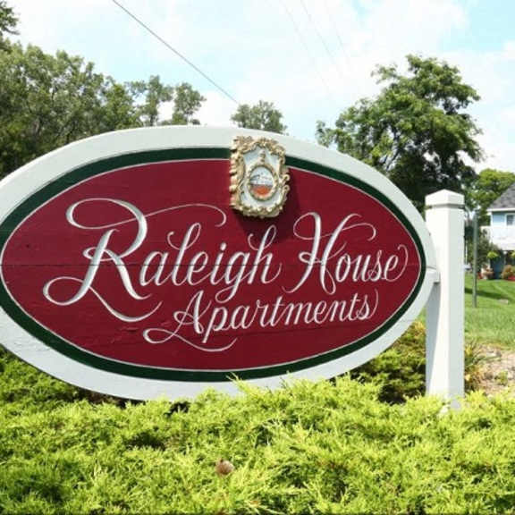 signboard at raleigh house apartments, mrd apartments, east lansing, michigan