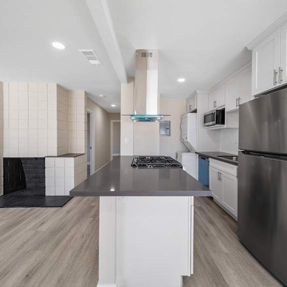 a renovated kitche at wescove apartments, california