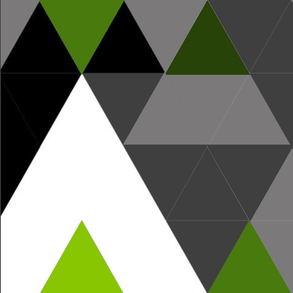 A geometric pattern with triangles in black, white, and green.
