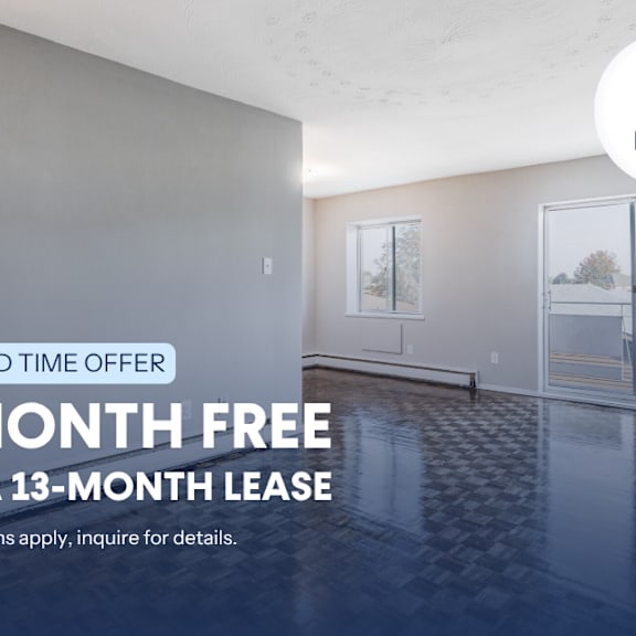 a room with a 1 month free on a 13-month lease offer.
