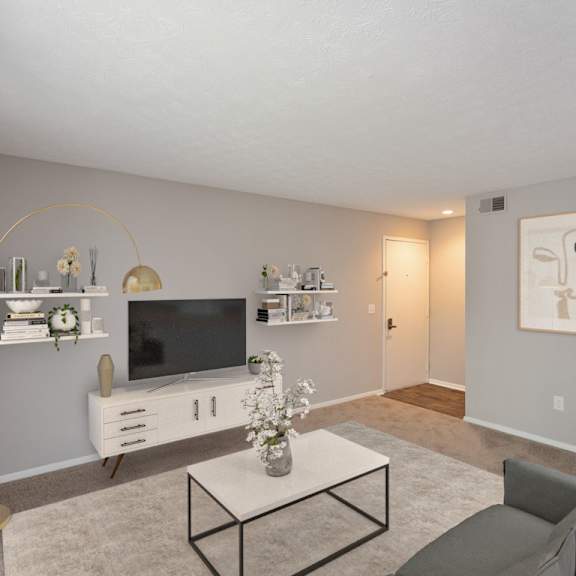 modern living room at chinoe creek apartments, lexington, kentucky