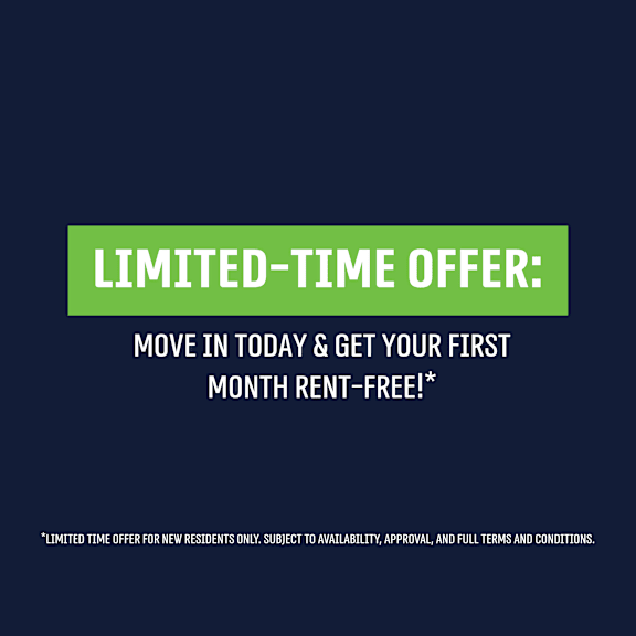 a promotional image offering a free first month rent for new residents.