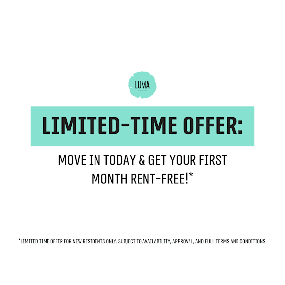 a promotional image for a limited-time offer to get the first month rent-free.