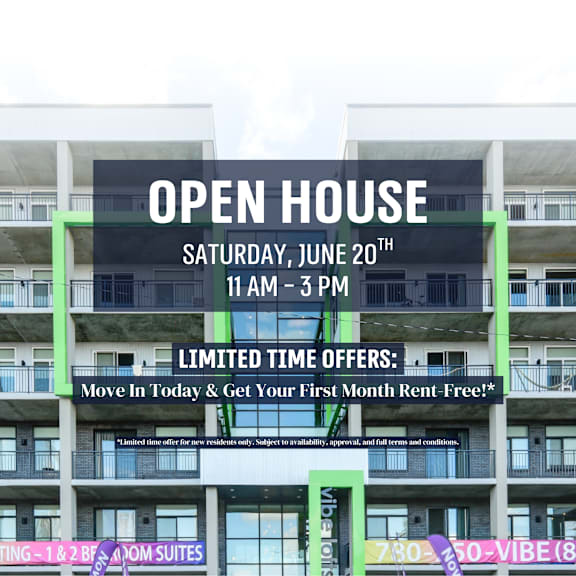 an open house event is advertised for saturday, june 20th from 11 am to 3 pm.