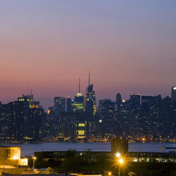 the skyline of the city of nyc at night at 34 Berry, Brooklyn, NY, 11249