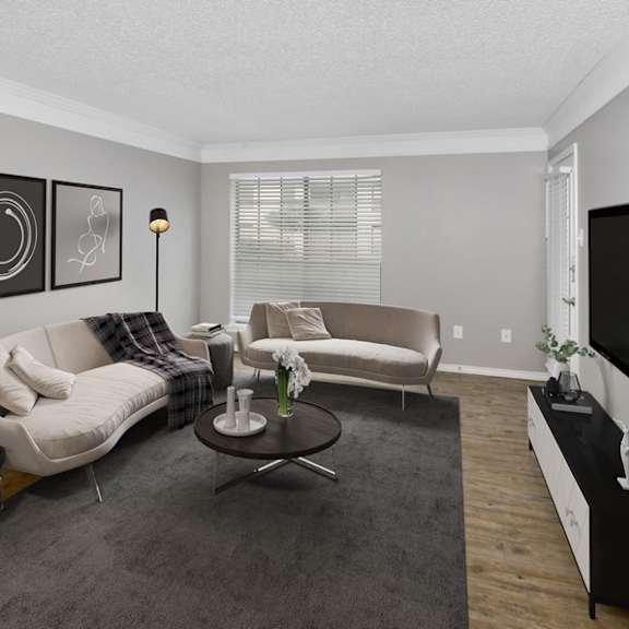 model living room couch and a television