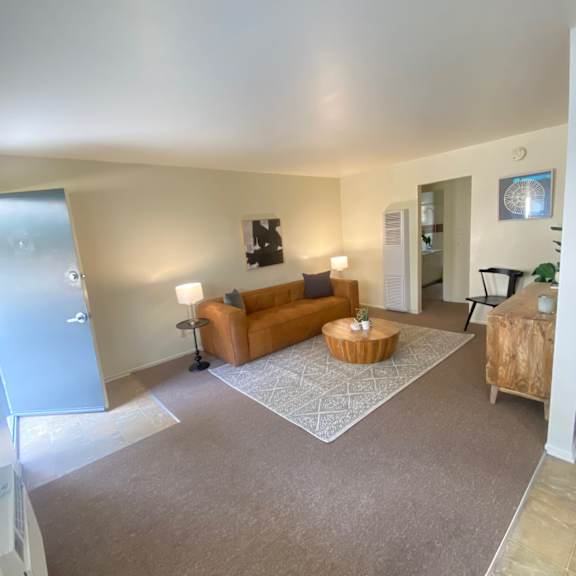 a view from above of a living room and a kitchen at bowles apts, azusa, ca 91702