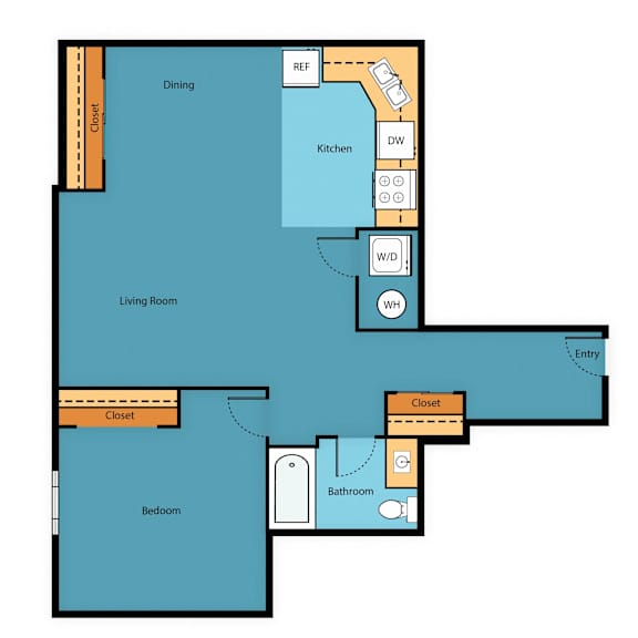 ab1x1a floor plan at arabella apartment homes, shoreline, wa, 98155