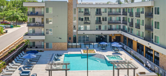 a view of the pool at residence inn