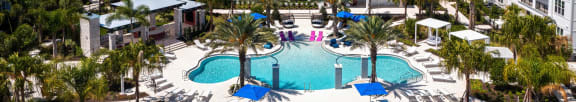 an aerial view of the pool at the resort at longboat key club