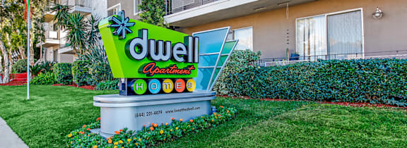 dog sleeping on bed at Dwell Apartment Homes, California