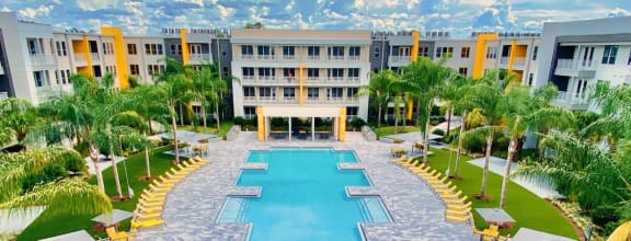 a view of the resort with an infinity pool at Fusion Apartments, Jacksonville