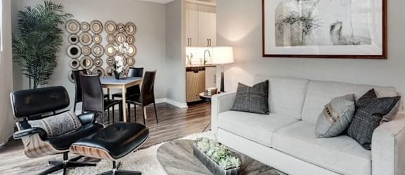 Modern open concept living and dining area at CODA on H Apartments, Washington, DC