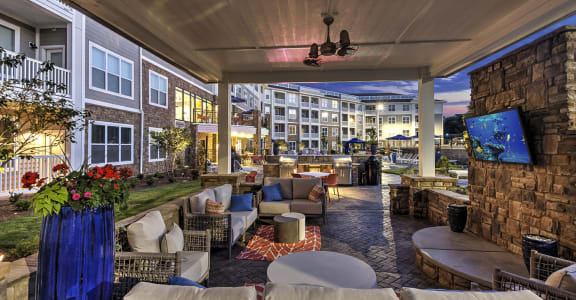 Shaded Outdoor Courtyard Area at Residence at Tailrace Marina, North Carolina, 28120