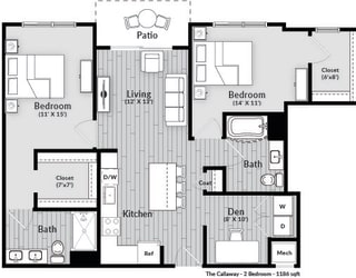 The Callaway Floorplan at The Harrison, Newtown Square, PA, 19073
